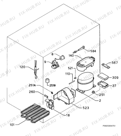 Взрыв-схема холодильника Zanussi ZT215 - Схема узла Cooling system 017